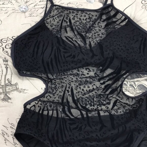 Kenneth Cole Halter Mesh-Overlay Swimsuit - Picture 5 of 7